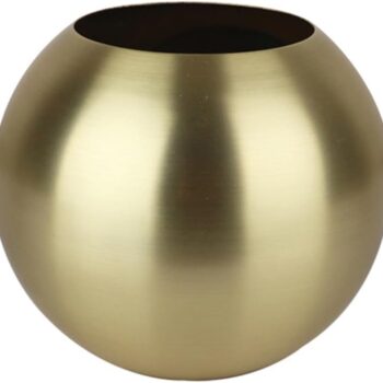 Small decorative metal vases in gold, suitable for table settings.