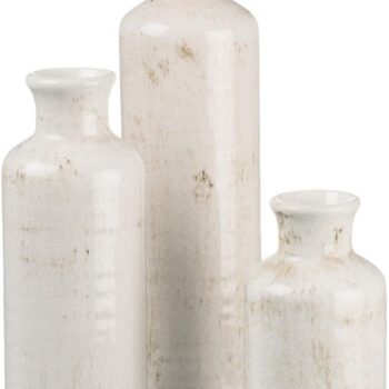 White Ceramic Vase Set, Farmhouse Style Decor, Home Decor Vase