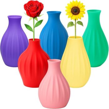 Light Blue Textured Plastic Flower Vase
