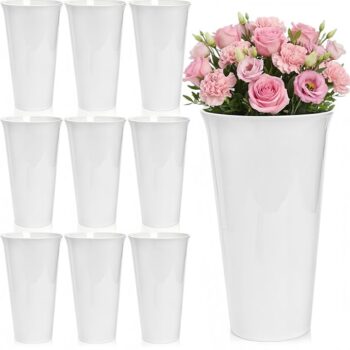 Clear Square Plastic Flower Vases Bulk Set