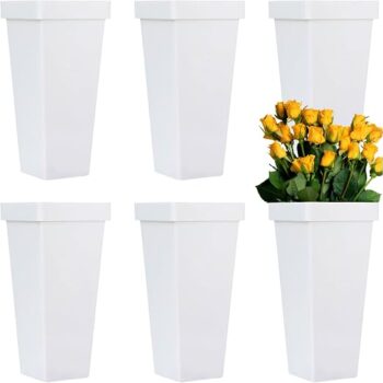 White Textured Plastic Vase with Rounded Body
