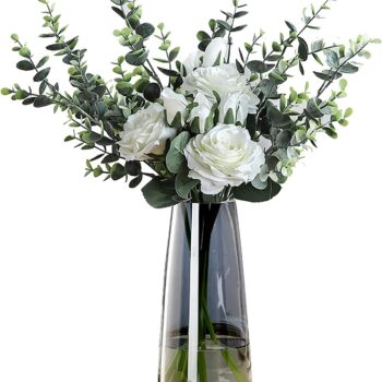 Modern glass vases, rainbow-colored crystal clear glass vases, suitable for home and office decoration.