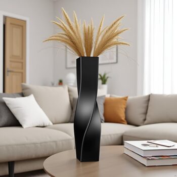 Black ceramic vase