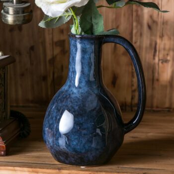 Modern farmhouse-style vases with large handles, rustic terracotta vases, decorative terracotta vases