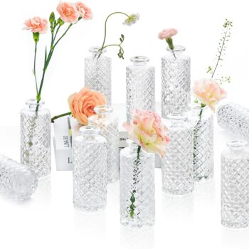 Glass vase set, mini vases, suitable as table decorations, vintage-style vases, perfect for wedding decorations, reception areas, and home décor.