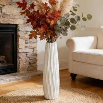 Tall white floor vase