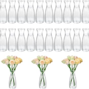 Clear Ribbed Plastic Flower Vases Bulk Set