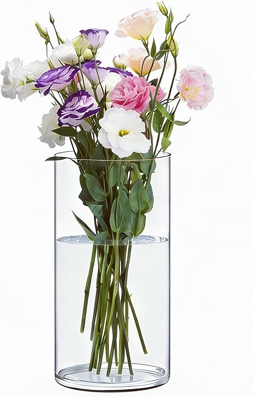 Clear Straight Plastic Flower Vases Bulk Pack