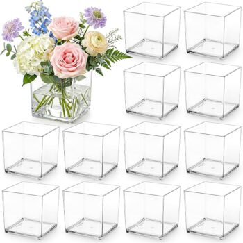 Clear Tall Plastic Cylinder Vases Bulk Set