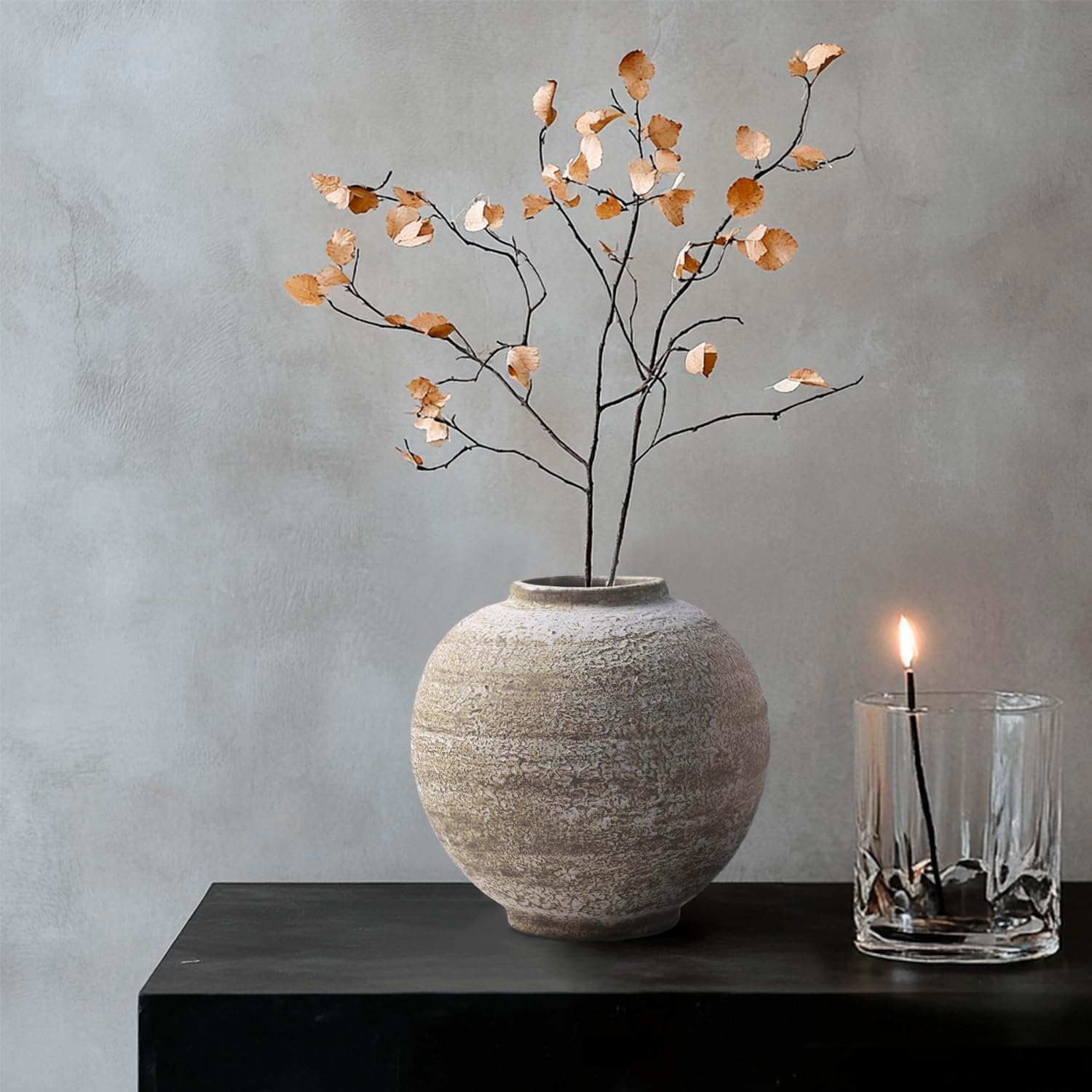 Ceramic Farmhouse Style Vase, Rustic Decor, Pottery Decorative Vase, Suitable for Home Decor