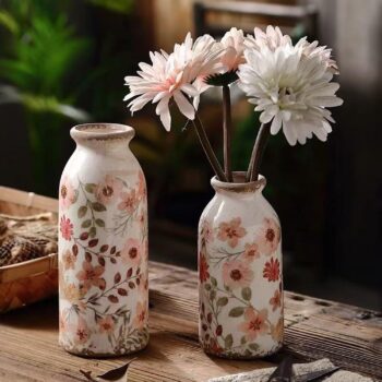 Small Countryside Ceramic Vase - Farmhouse Style Vase, Vintage Home Decor Vase