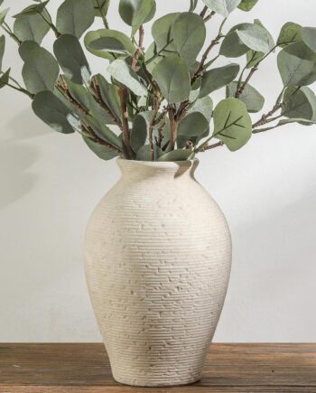 Ceramic Vase Home Decor - Large Farmhouse Style Tabletop Vase, Rustic Vintage Living Room Kitchen Bedroom Decoration