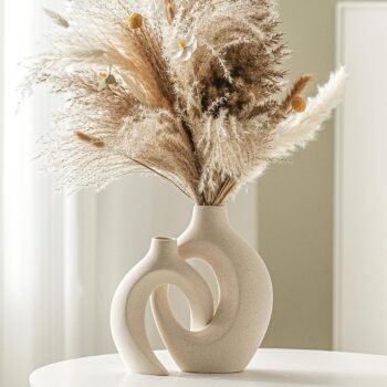 White ceramic vase, simple modern home décor, suitable for decorating, tables, entryways, and centerpieces (8 inches)