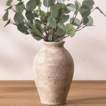 Ceramic Vase Home Decor - Large Farmhouse Style Tabletop Vase, Rustic Vintage Style