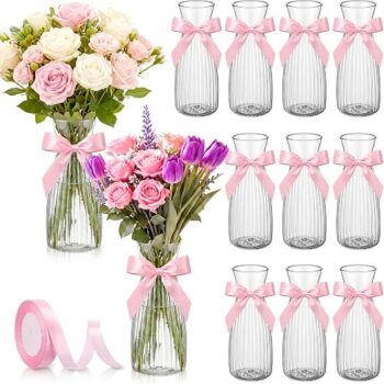 White Square Plastic Flower Vases Bulk Set