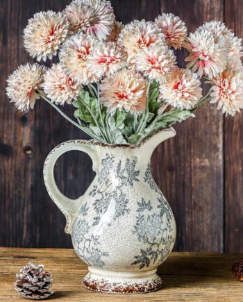 Large vintage blue and white vases and jugs, green and beige ceramic vases